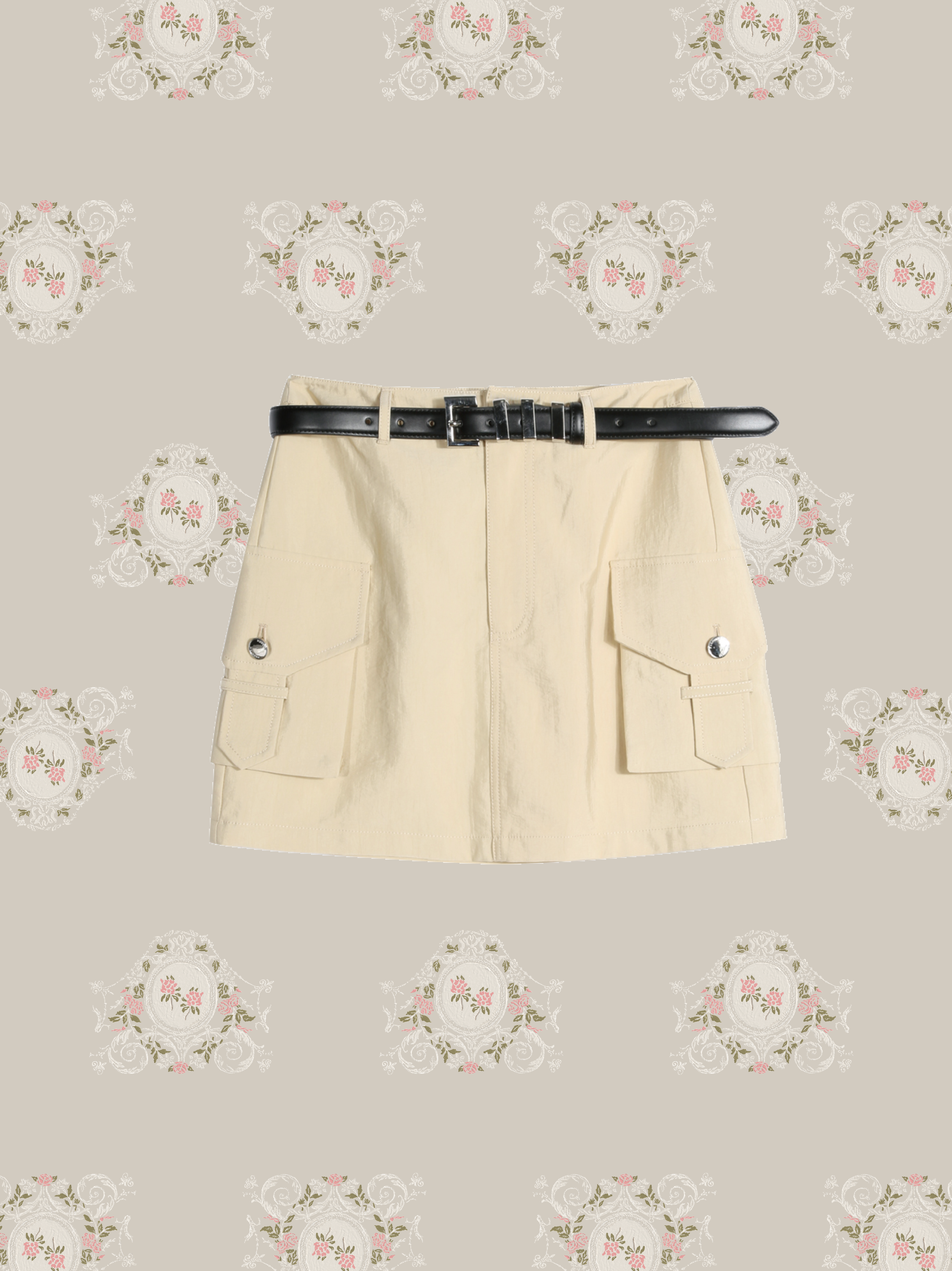 Double Pocket Mini Skirt With Belt/ベルト付きダブルポケットミニスカート