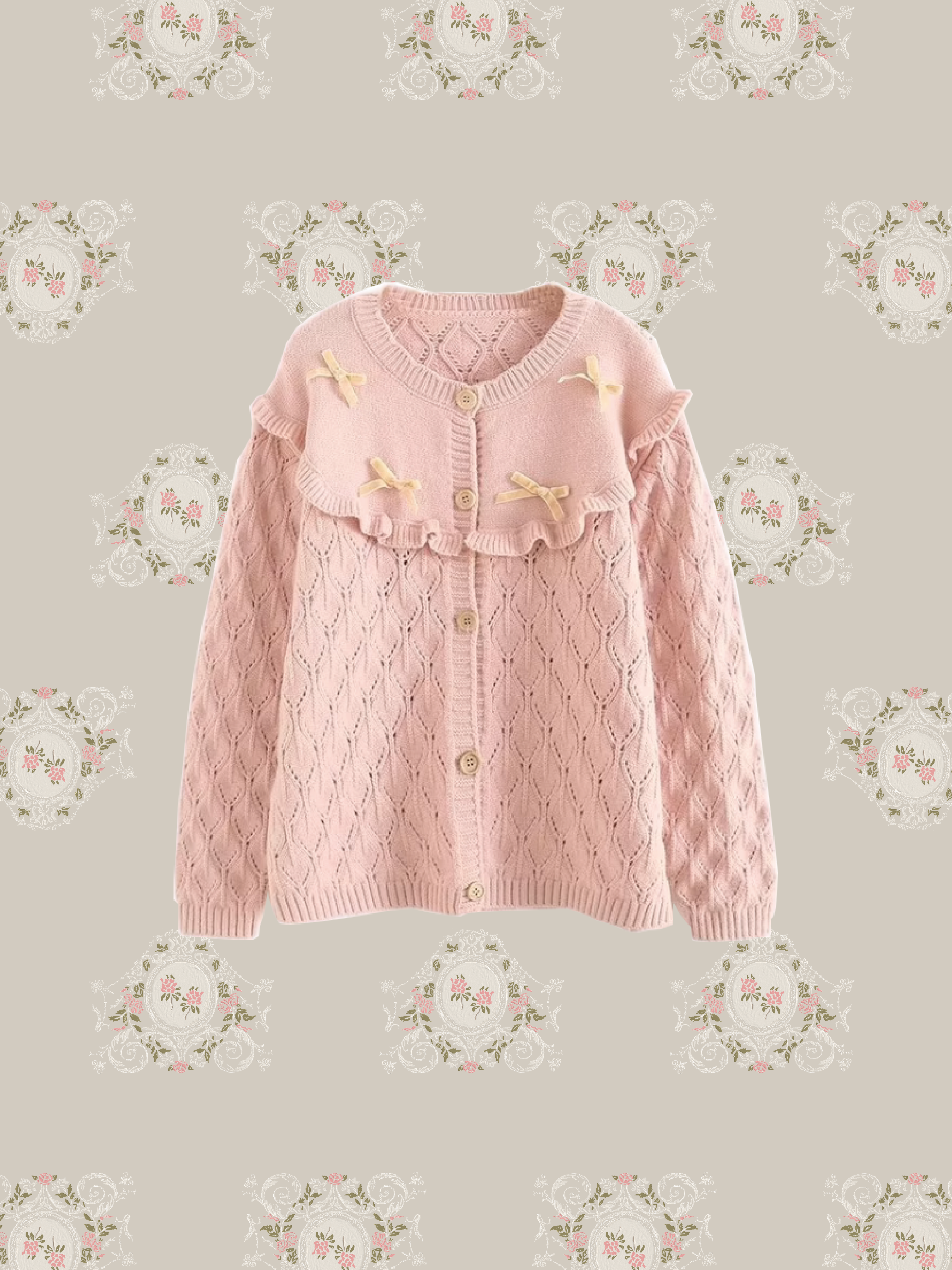 Big Frill Collar Ribbon Cardigan ビッグフリル襟リボンカーディガン