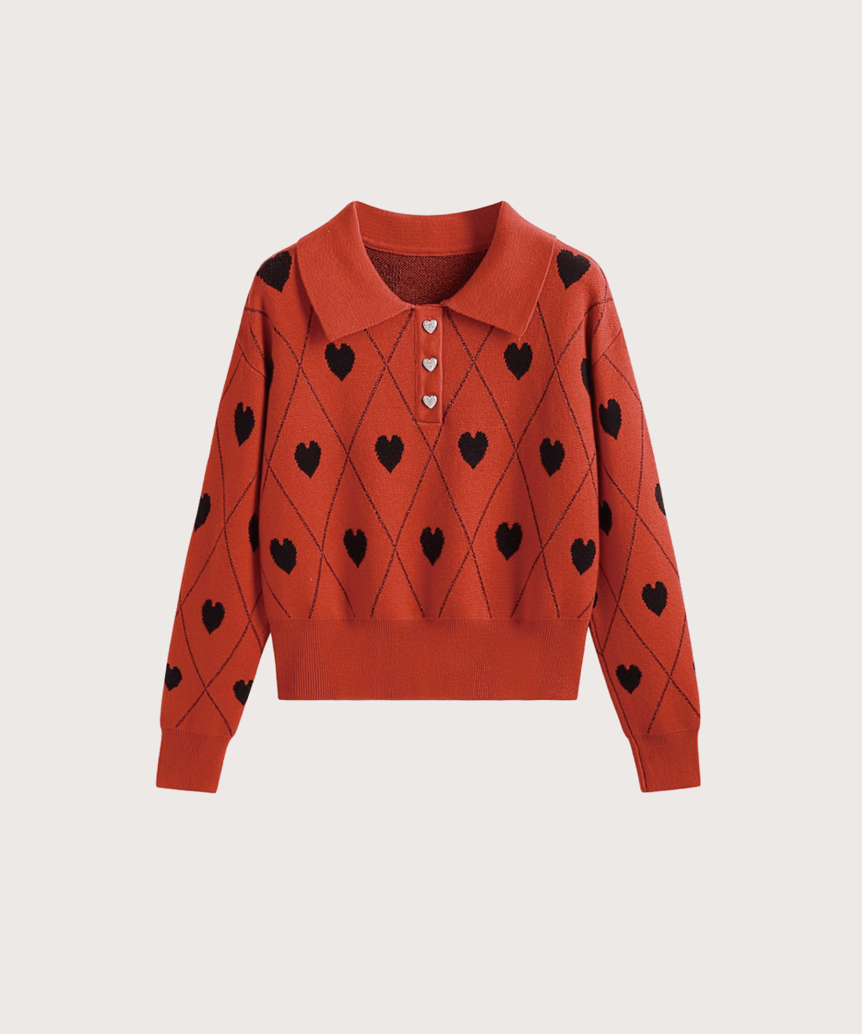 Argyle Heart Embroidery Knit – LOVE POMME POMME