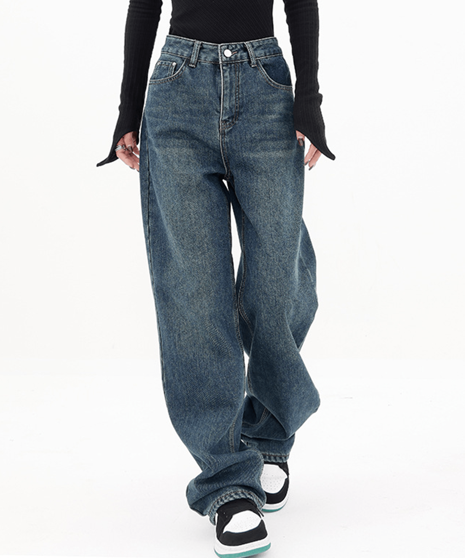 Back Button Straight Denim Jeans – LOVE POMME POMME