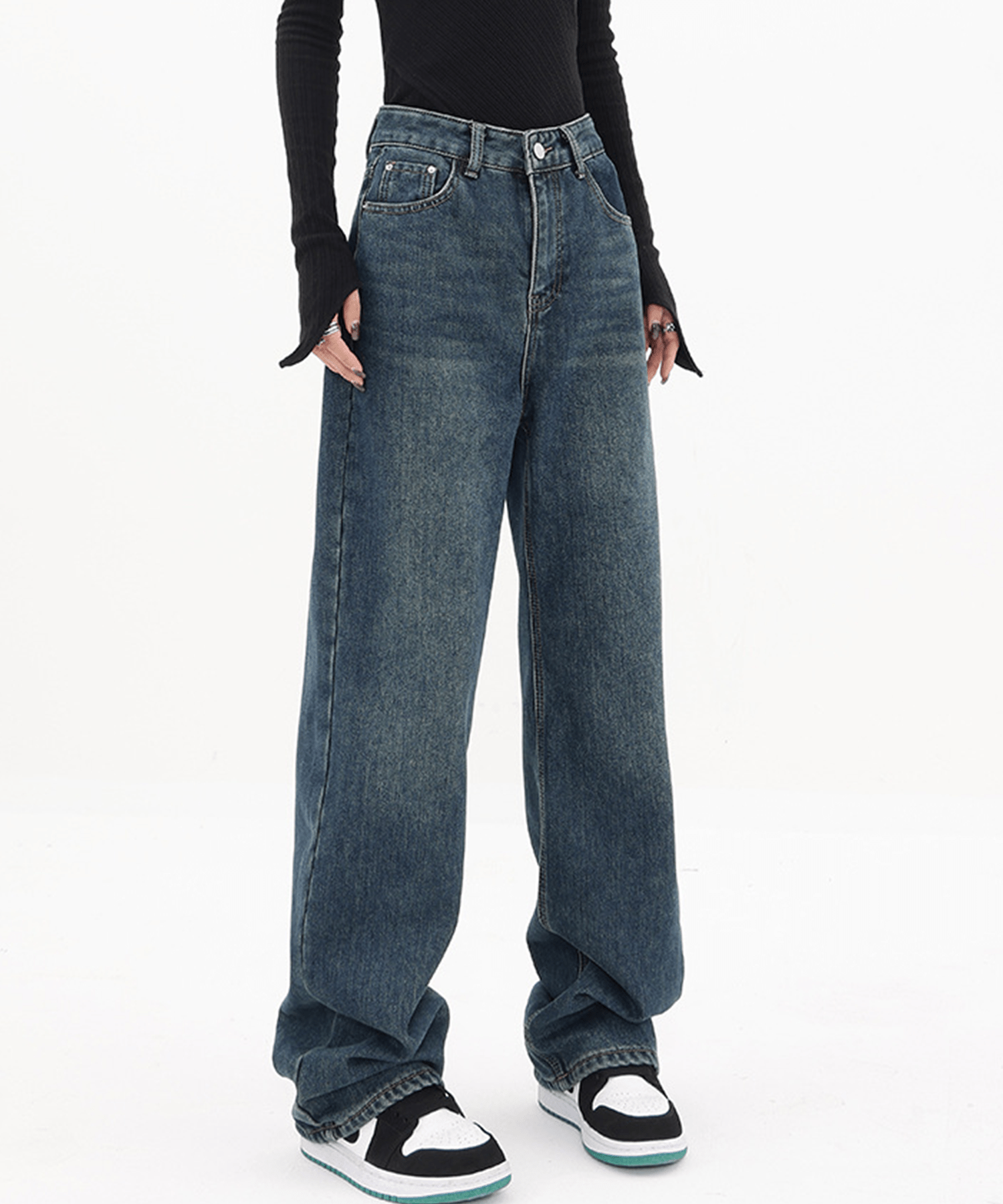 Back Button Straight Denim Jeans – LOVE POMME POMME