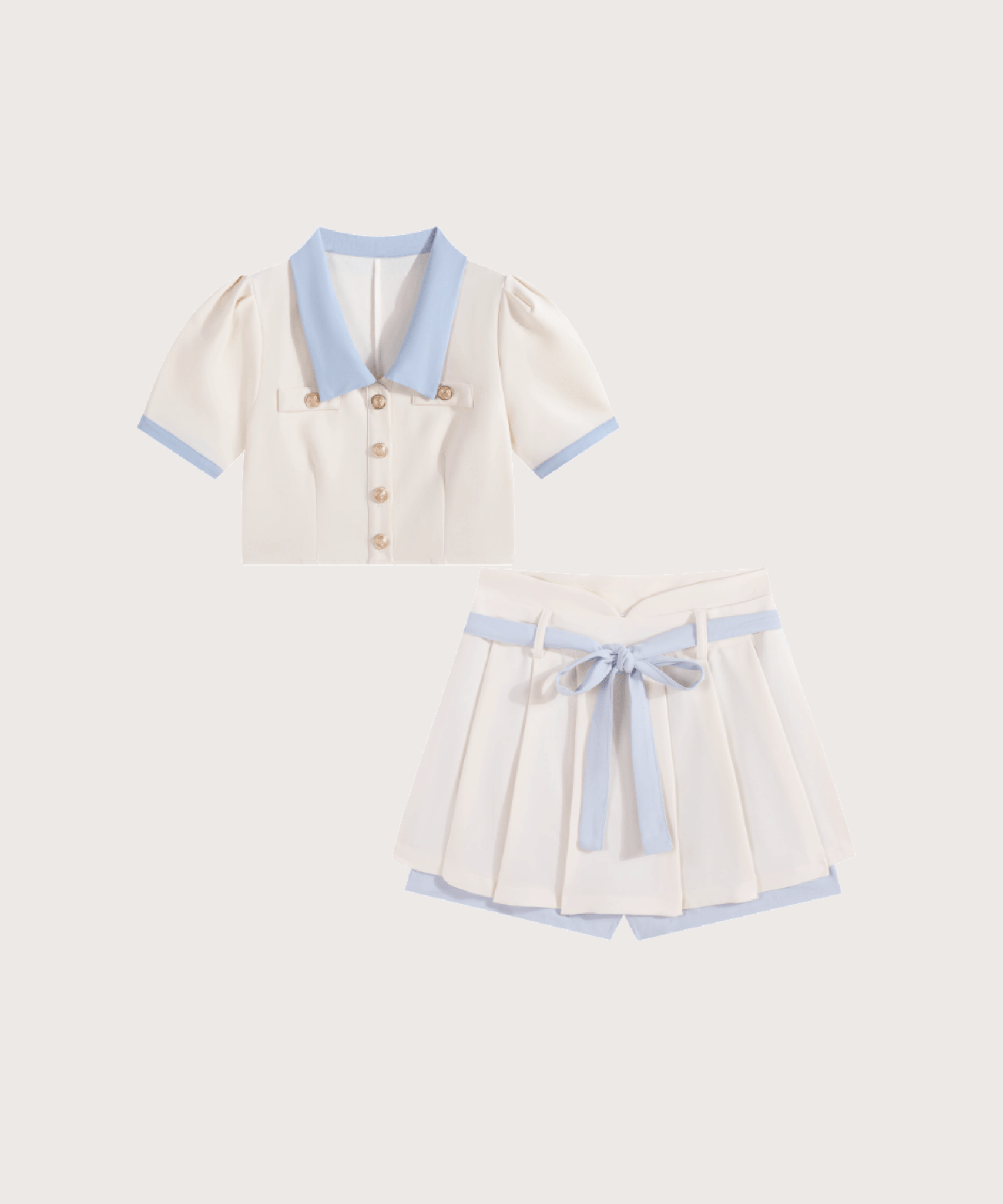 Color Block Shirt Pleated Skirt Set-up カラーブロックシャツプリーツスカートセットアップ