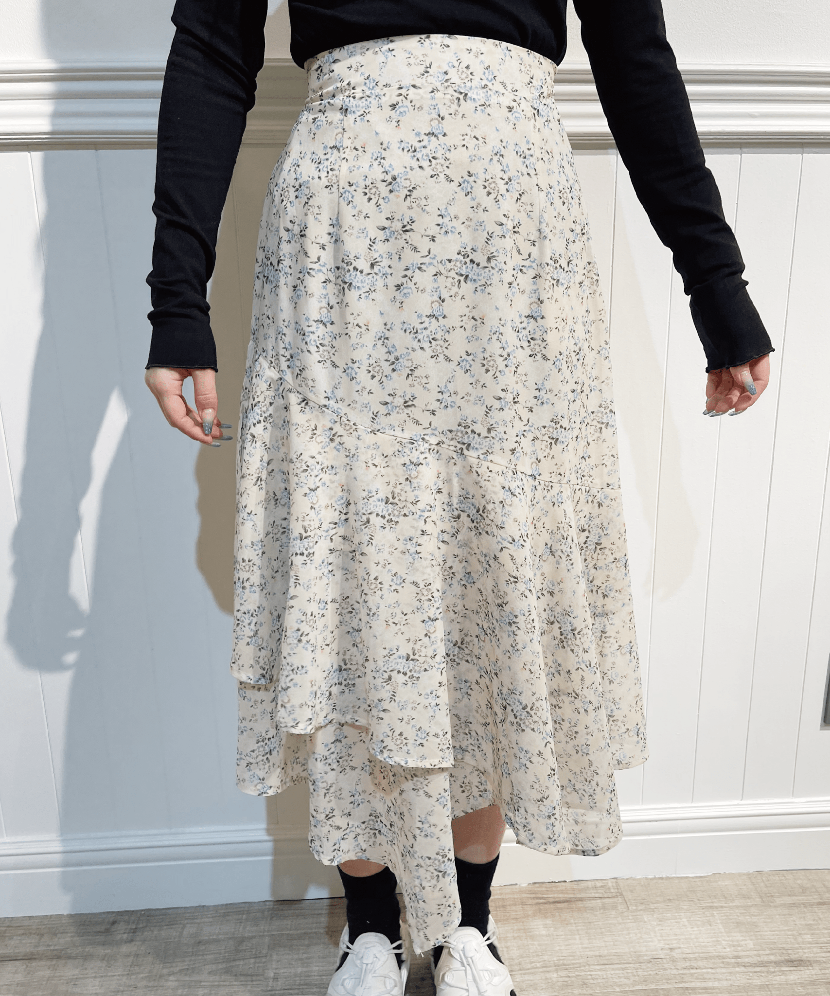 Floral Assymmetric Skirt 花柄アシンメトリーシフォンスカート – LOVE