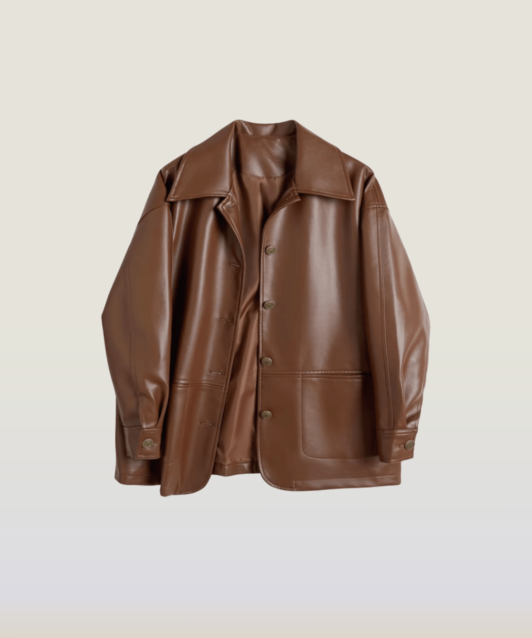 Metal Button Caramel PU Jacket