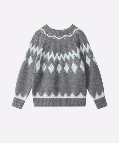 Argyle Jacquard Round Collar Sweater