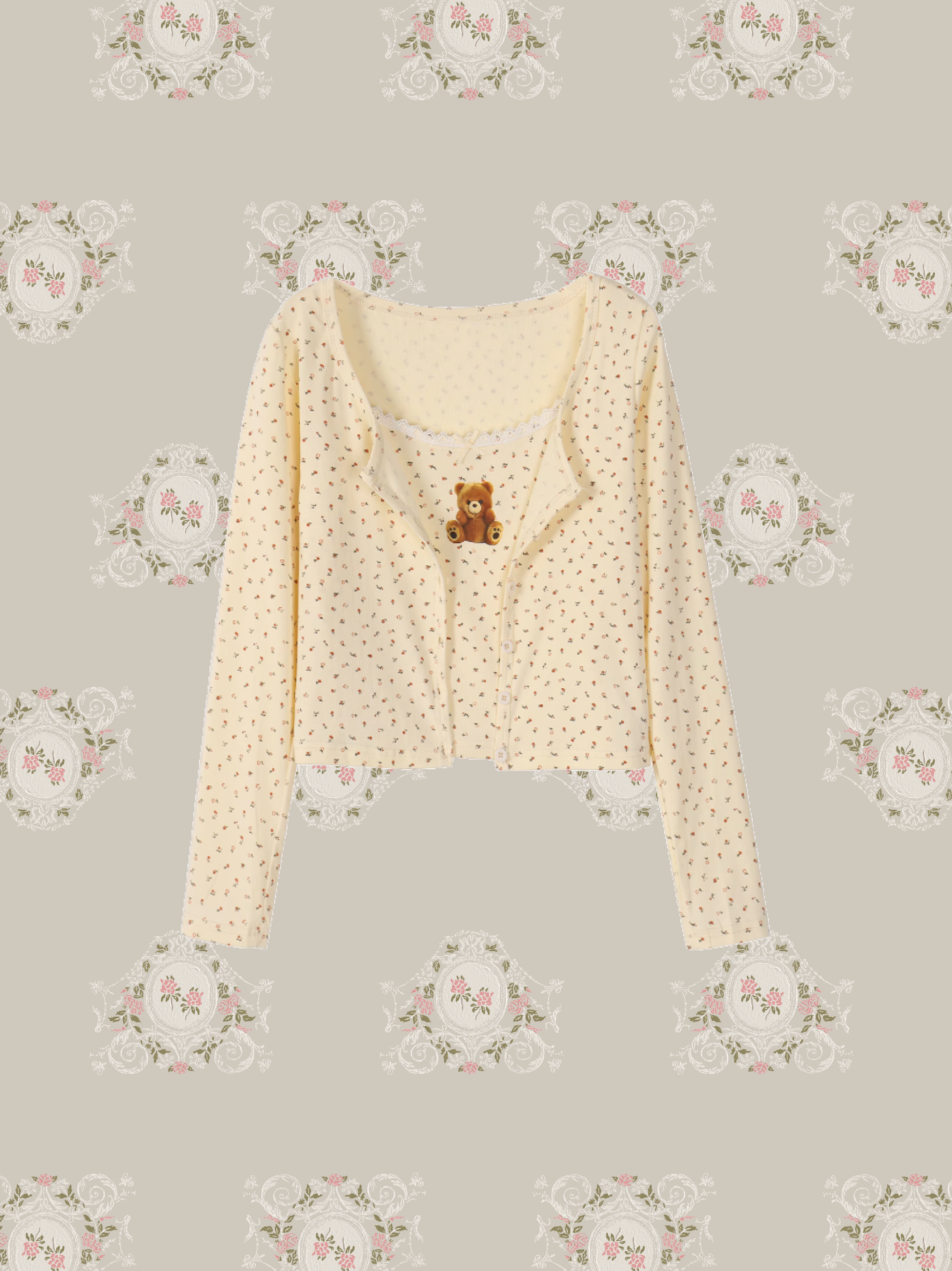 Bear Cami Cardigan Set