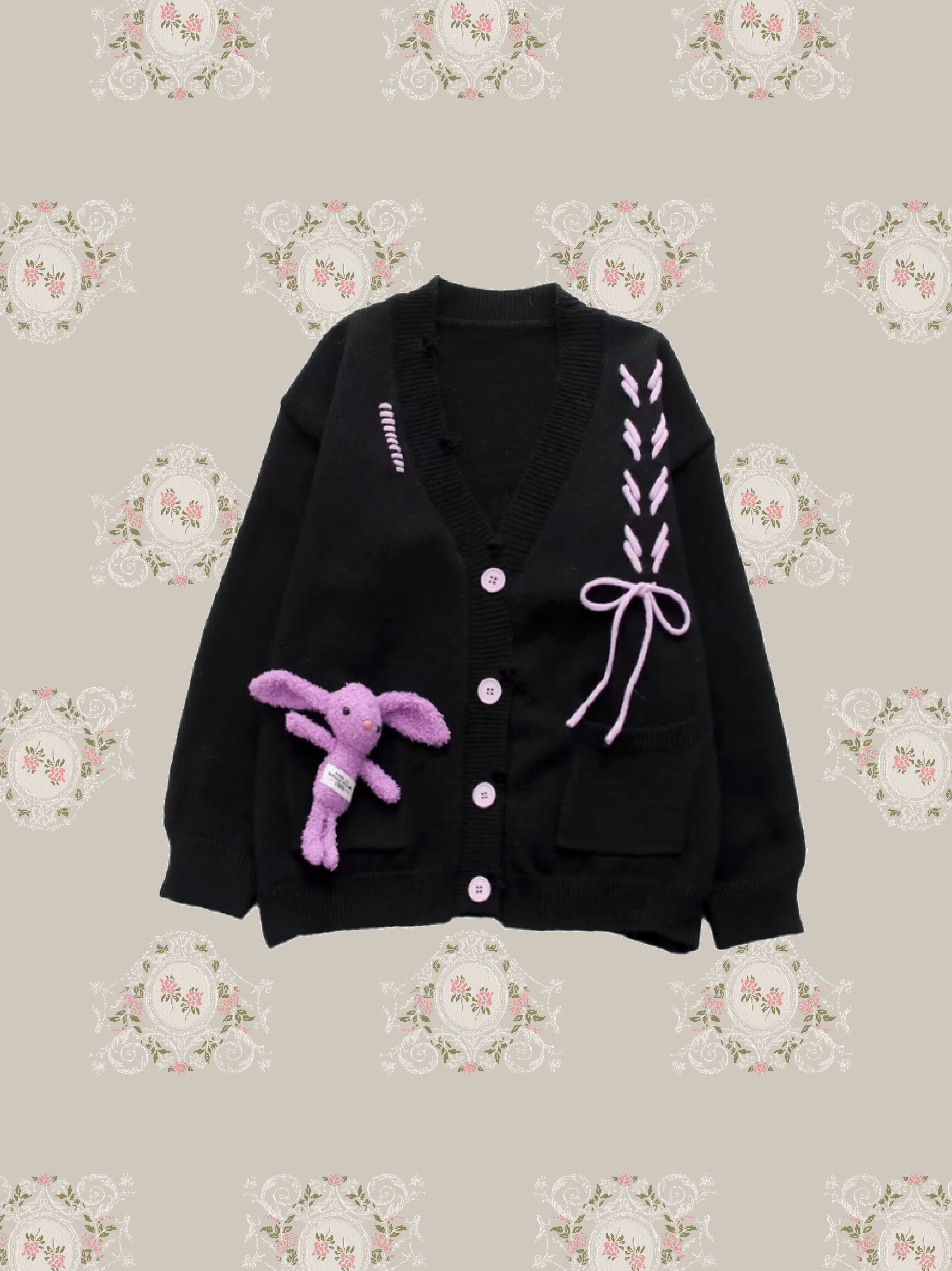 Lace Up Toy Bunny Cardigan/レースアップトイバニーカーディガン