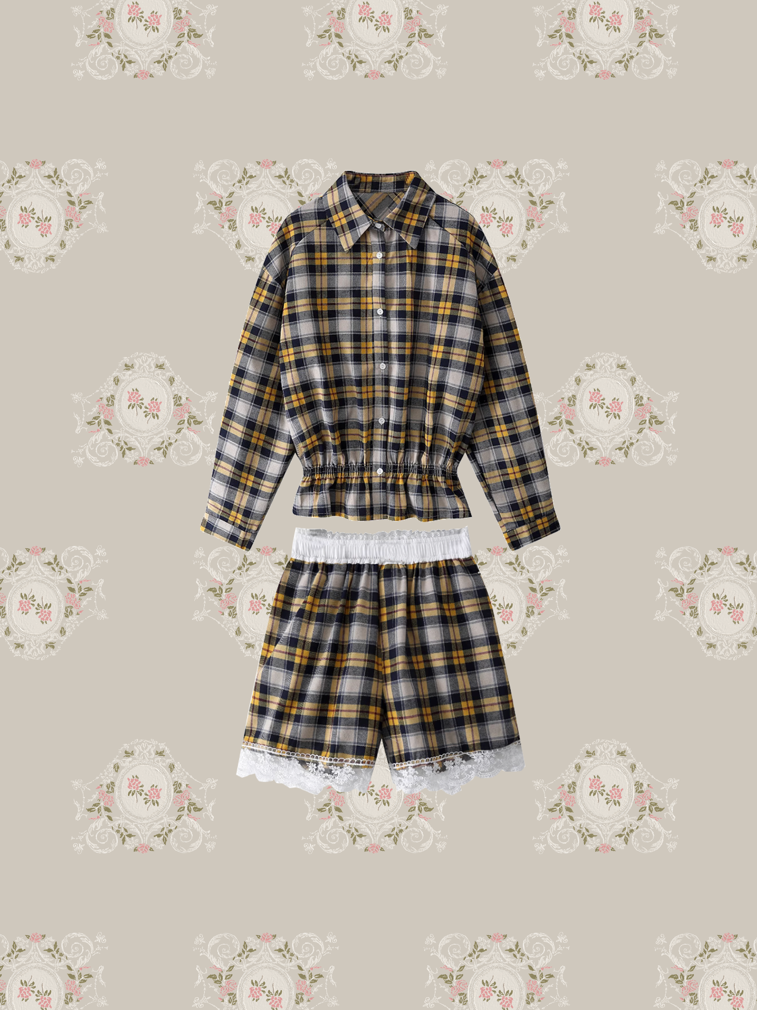 Retro Waisted Check Shirt Set-Up/レトロウエストチェックシャツセットアップ