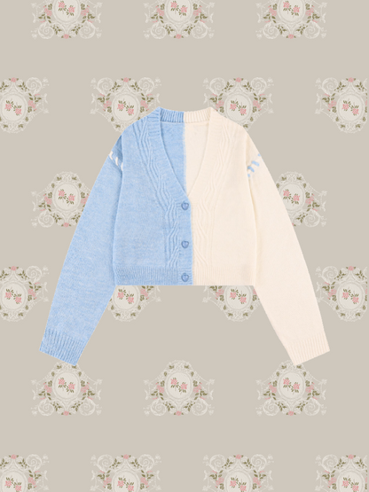 Heart Button Bi Color Cardigan/ハートボタンバイカラーカーディガン