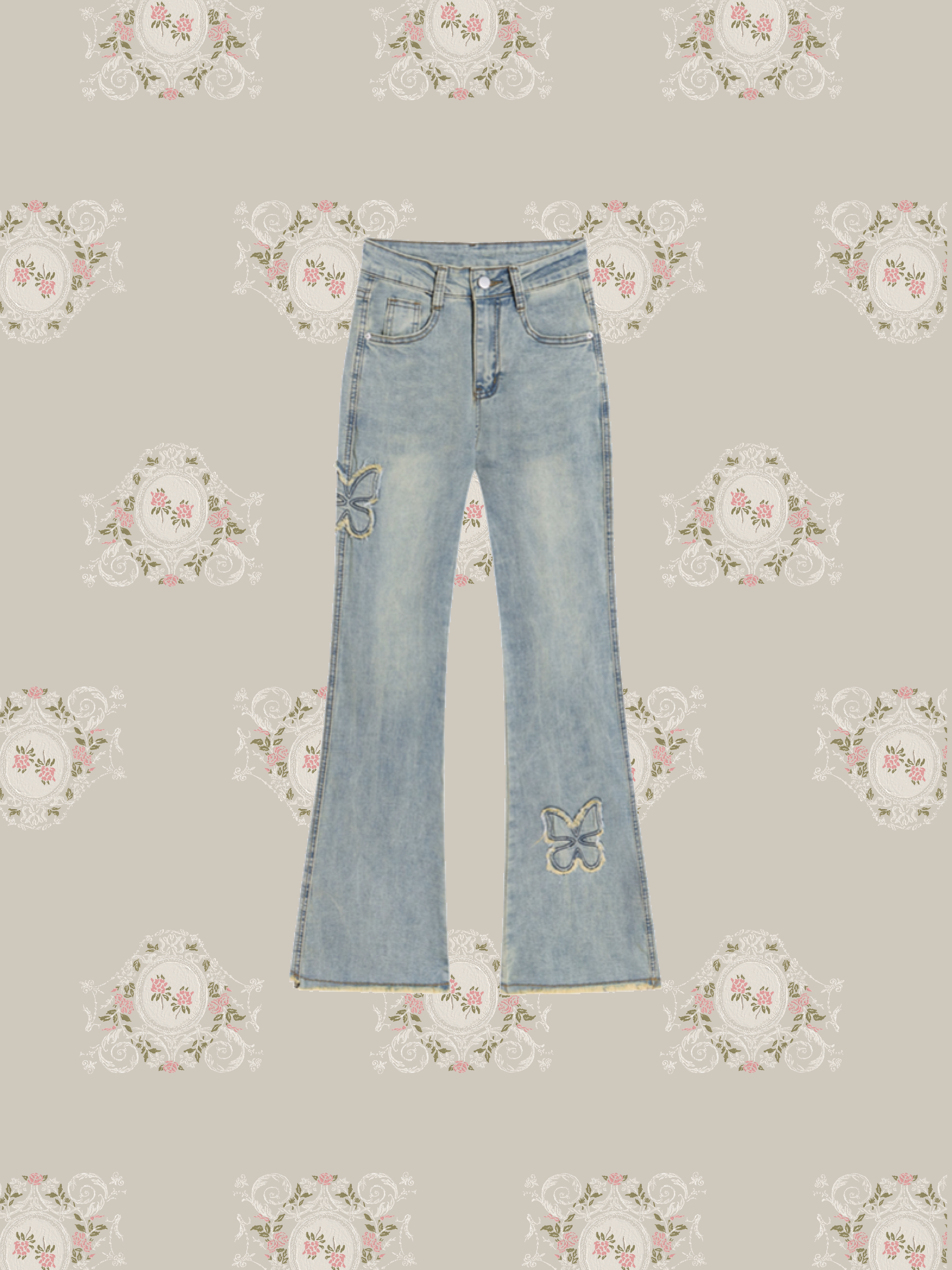 Butterfly Bell Denim Bottoms/バタフライベルデニムボトムス