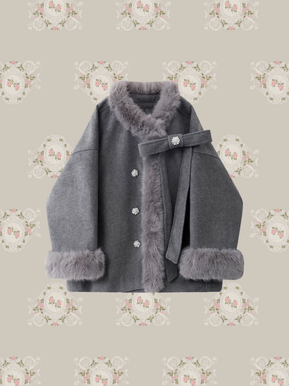 Cozy Fur Piping Beads Coat/コージーファーパイピングビーズコート