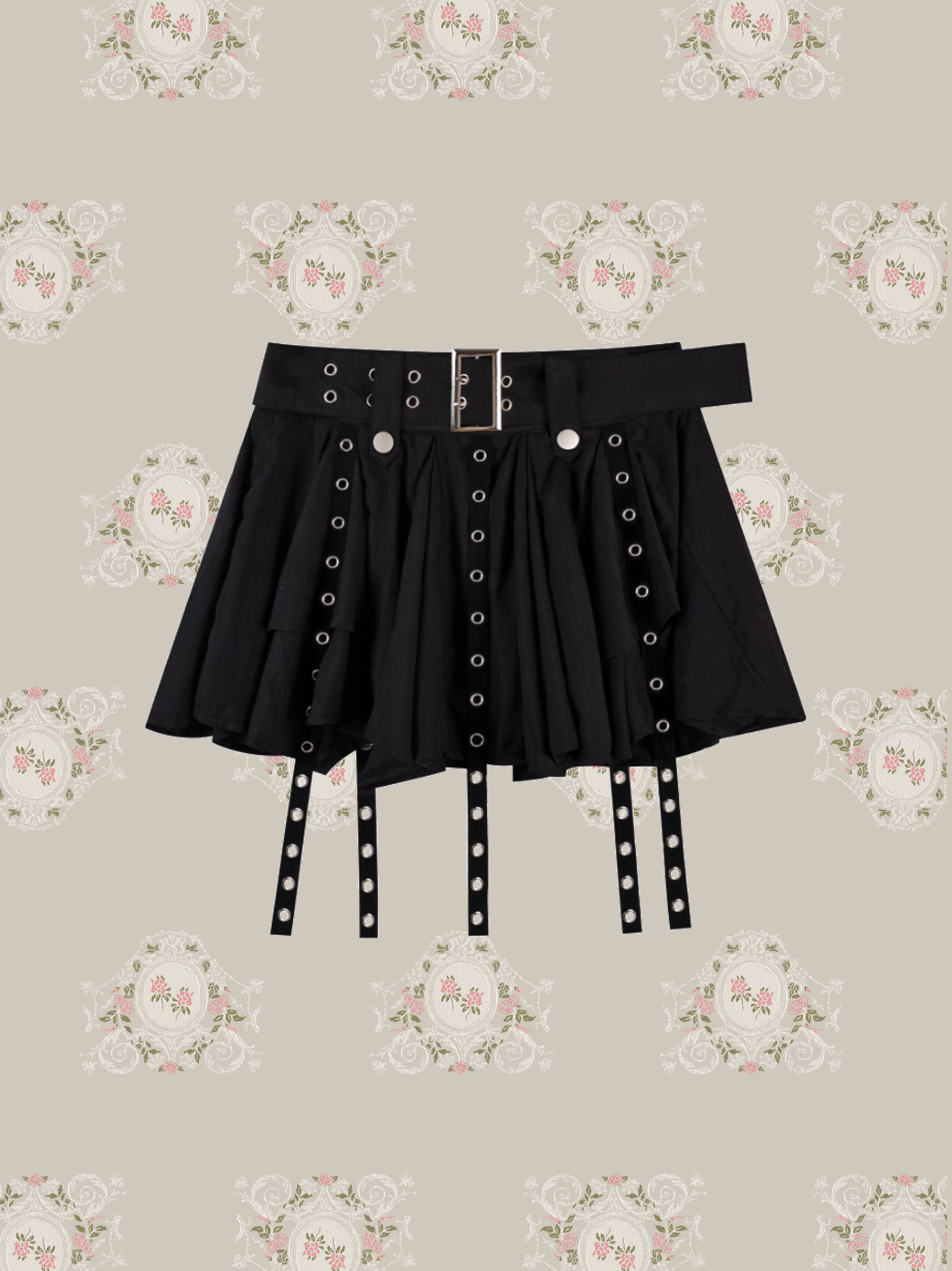 Pleats String Rock Skirt