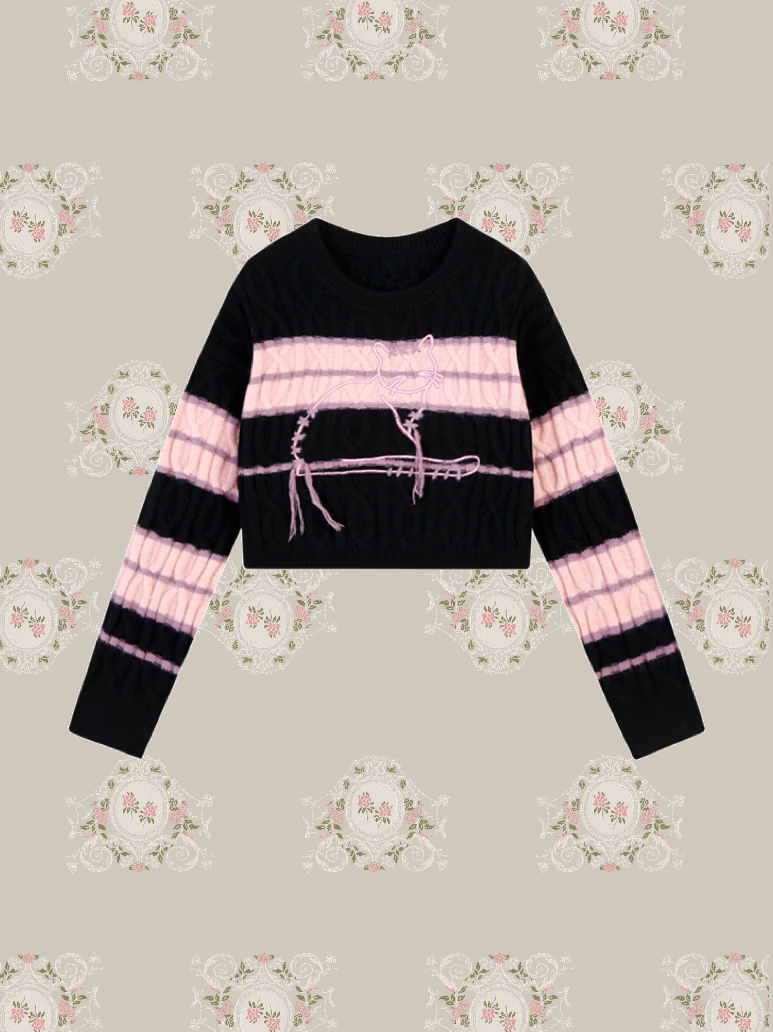 Pink & Black Cat Knit/ピンク&ブラックキャットニット