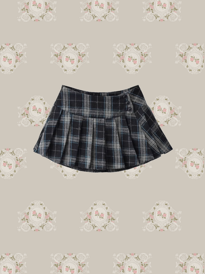 Side Button Plaid Mini Skirt/サイドボタンチェック柄ミニスカート