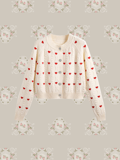 Many Heart Rib Cardigan/メニーハートリブカーディガン