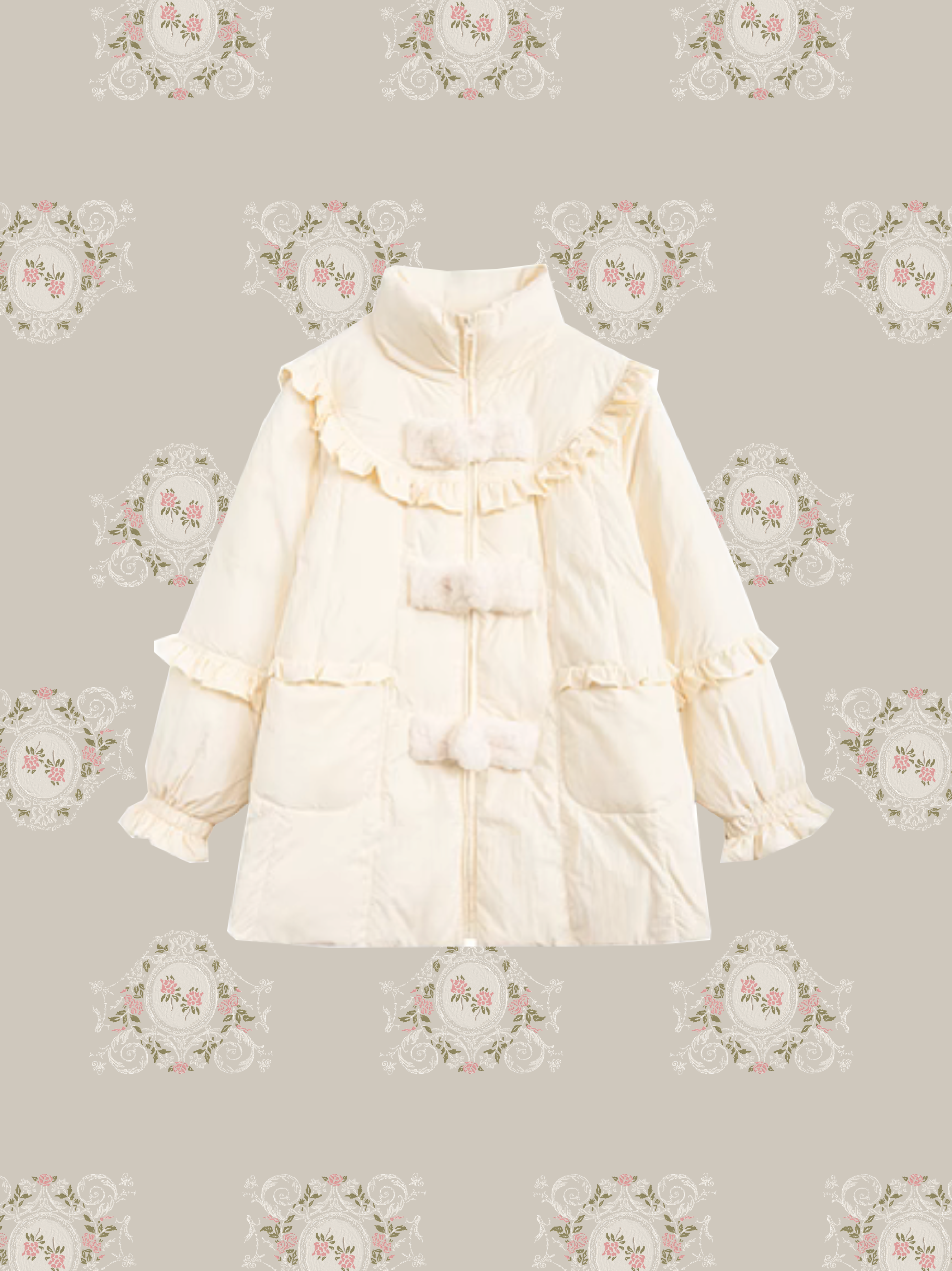 Fluffy Buckle Frill Duck Down Coat/ふわふわバックルフリルダックダウンコート