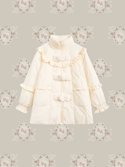 Fluffy Buckle Frill Duck Down Coat/ふわふわバックルフリルダックダウンコート