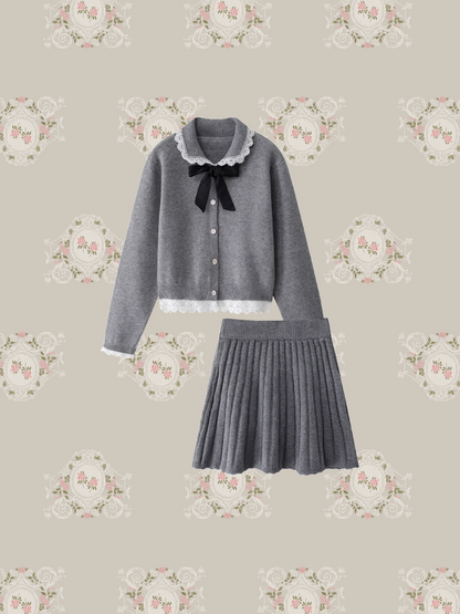 Ribbon Collar Knit Set up/リボンカラーニットセットアップ