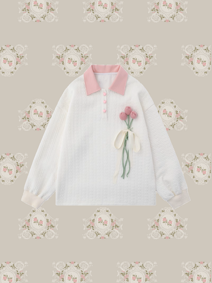 Tulip Pink Motif Sweater/チューリップ ピンクモチーフ セーター