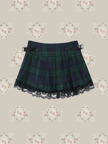 Buckle Check Pleats Skirt/バックルチェックプリーツスカート