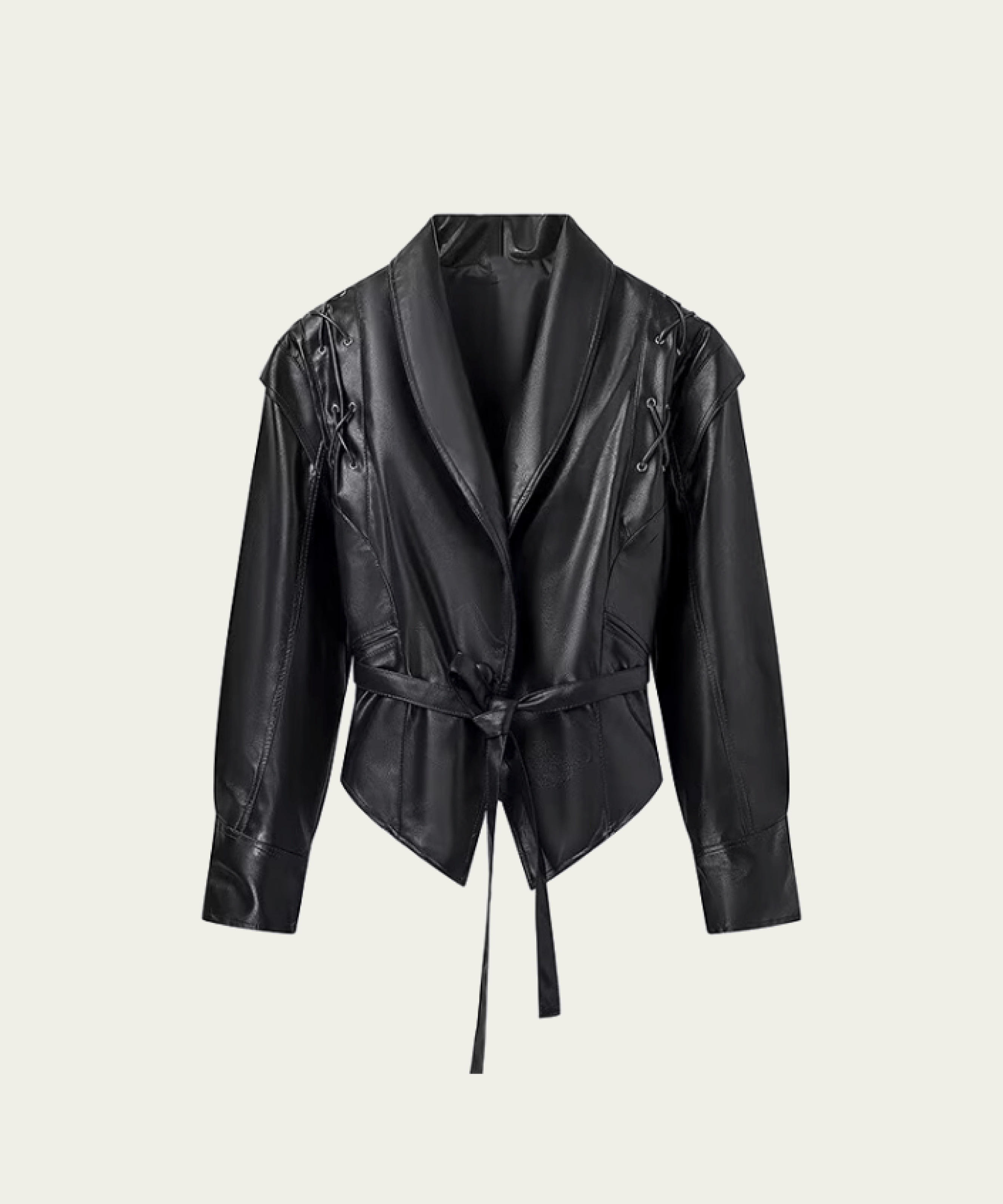 Lace Up PU Leather Jacket