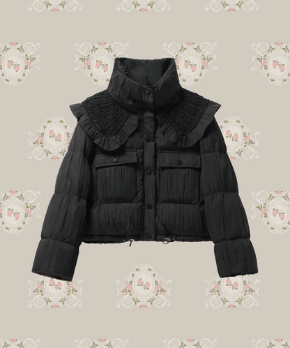 Big Frill Collar Puff Duck Down Coat. Big frill collar puff duck down coat 