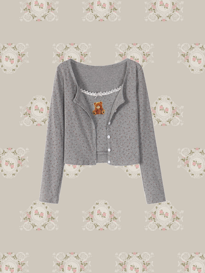 Bear Cami Cardigan Set