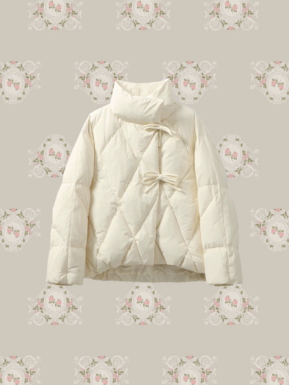 Quilting Ribbon Puffer Duck Down Jacket キルティングリボンパファーダックダウンジャケット