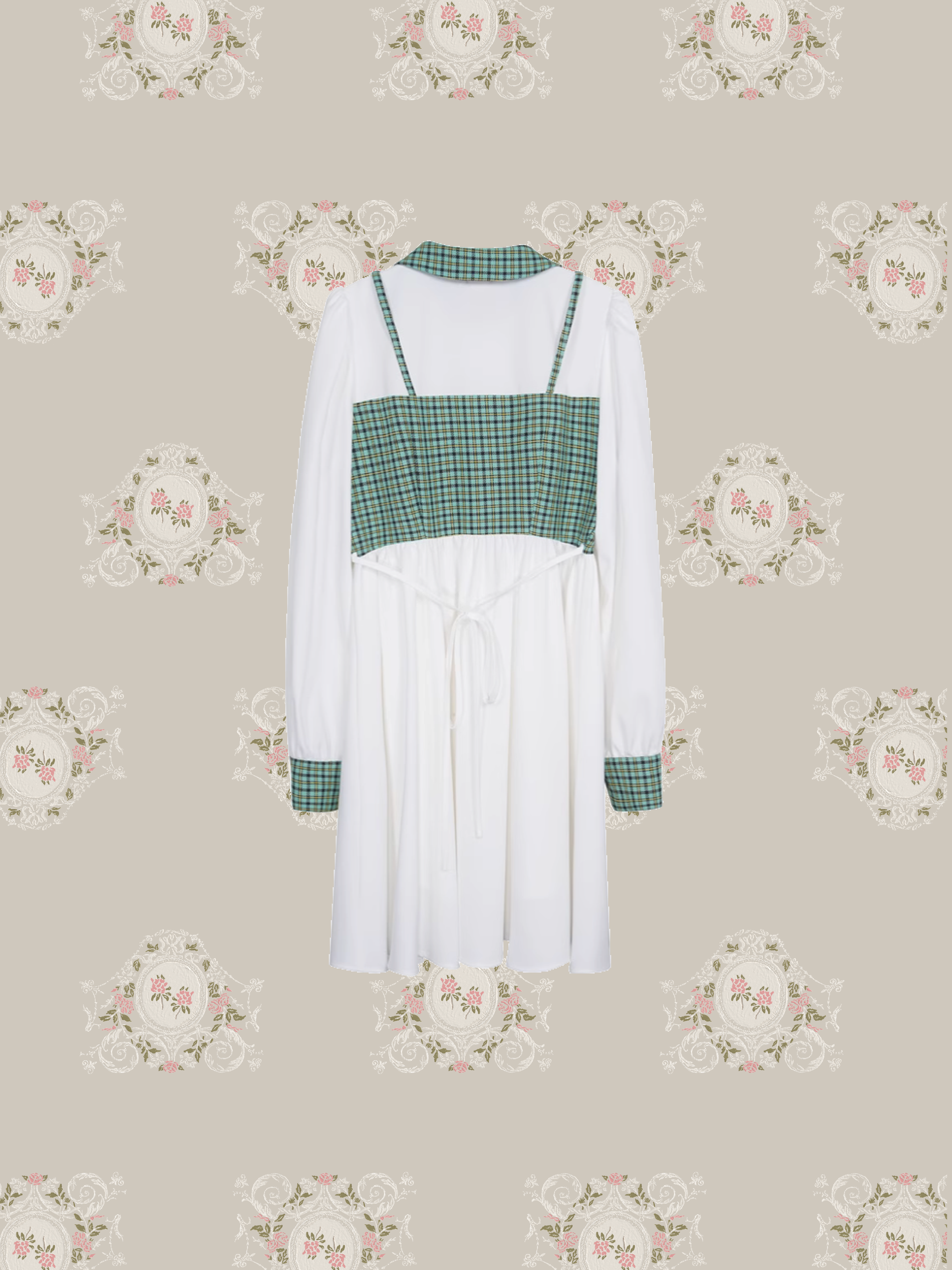 French Green Check Shirt Dress/フレンチグリーンチェックシャツドレス