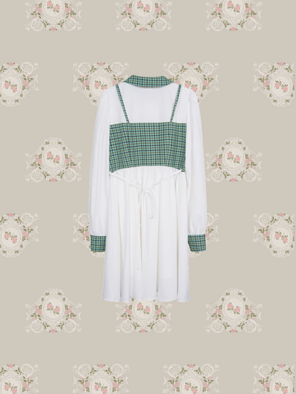 French Green Check Shirt Dress/フレンチグリーンチェックシャツドレス