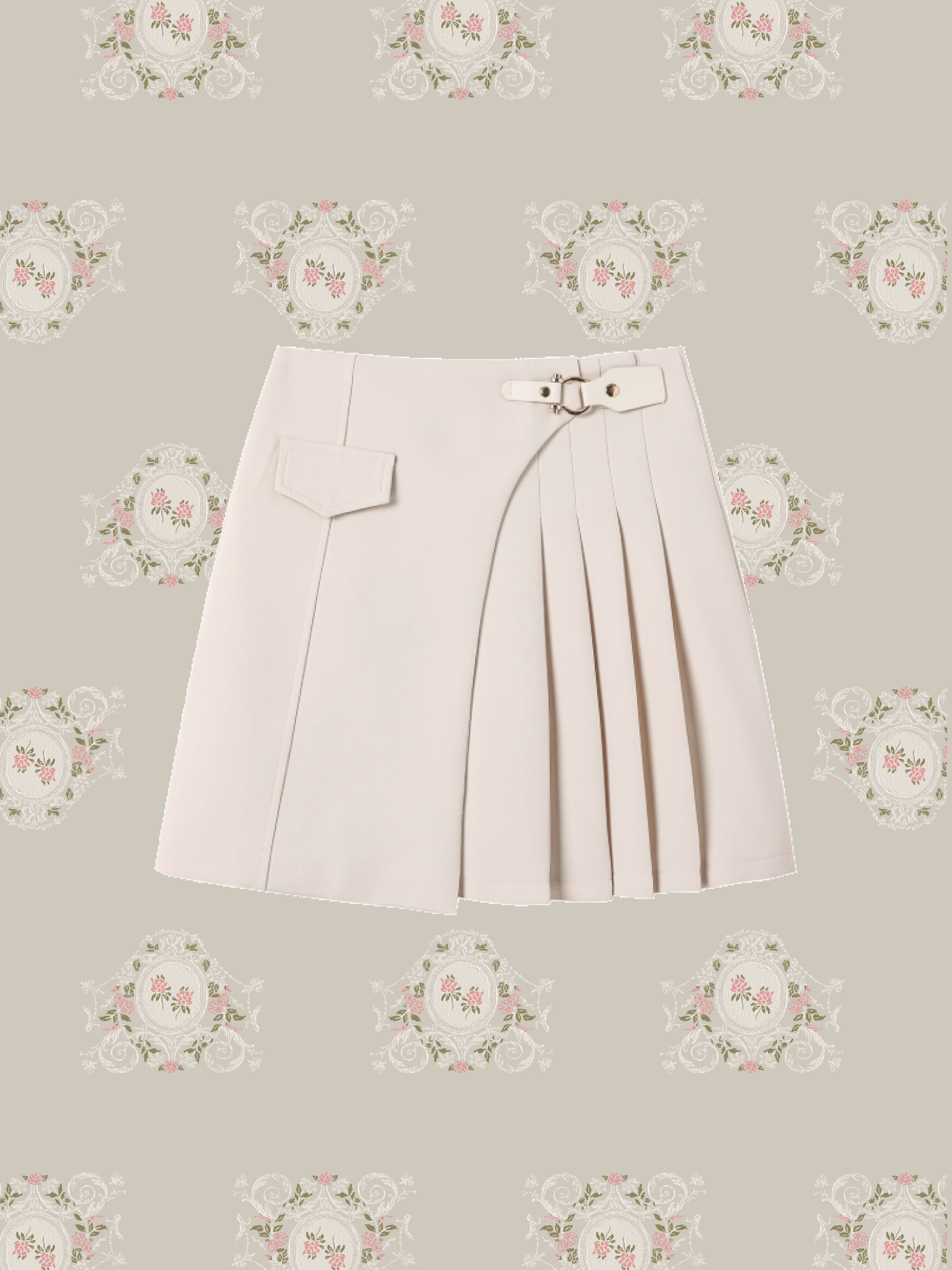 Asymmetry Side Pleats Mini Skirt/アシンメトリーサイドプリーツミニスカート