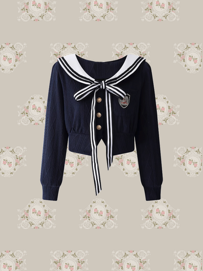 Sailor Ribbon Pleats Knit Set up/セーラーリボンプリーツニットセットアップ