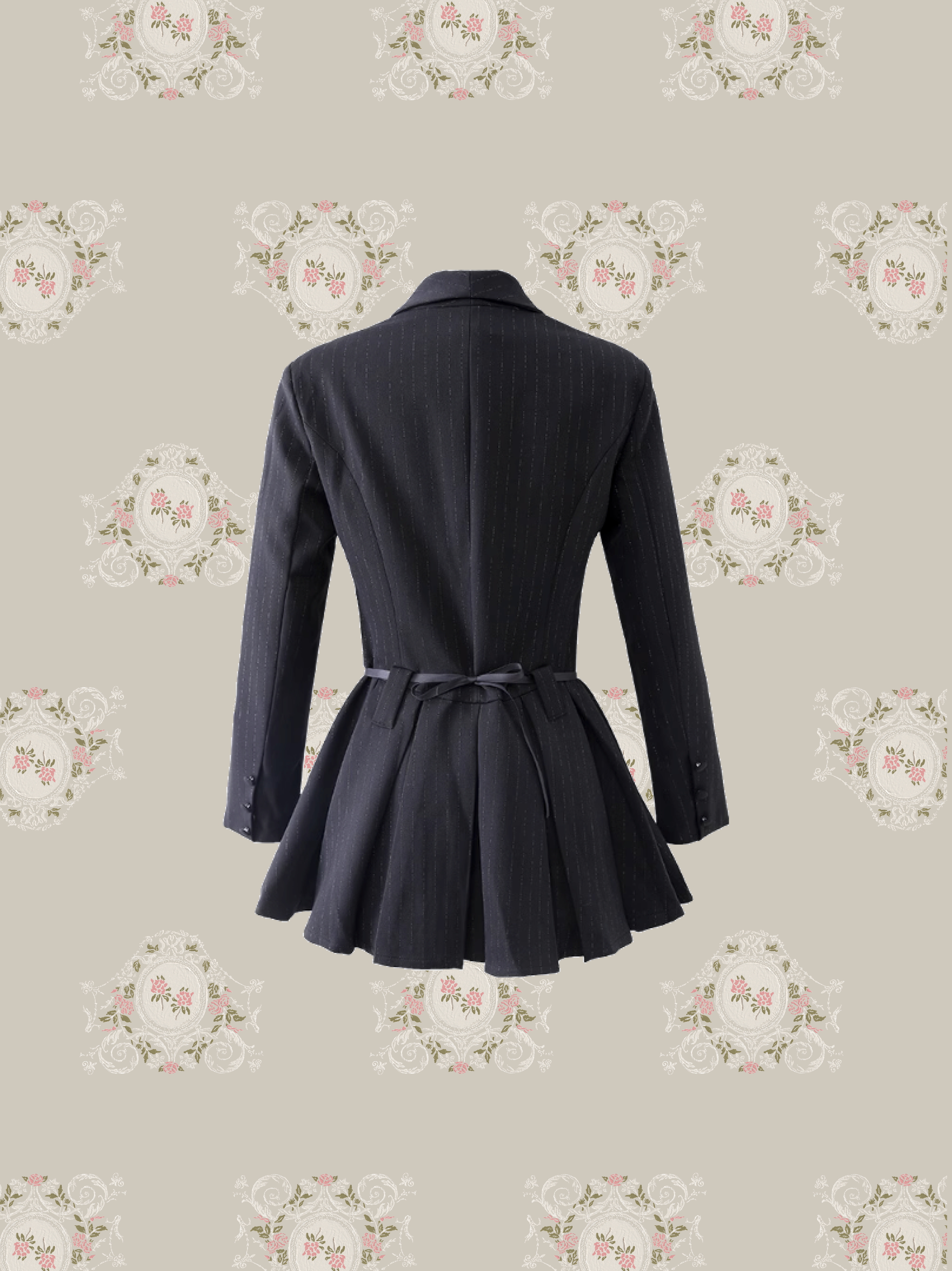 Blazer Pleats Belted Dress/ブレザー プリーツ ベルト付きドレス