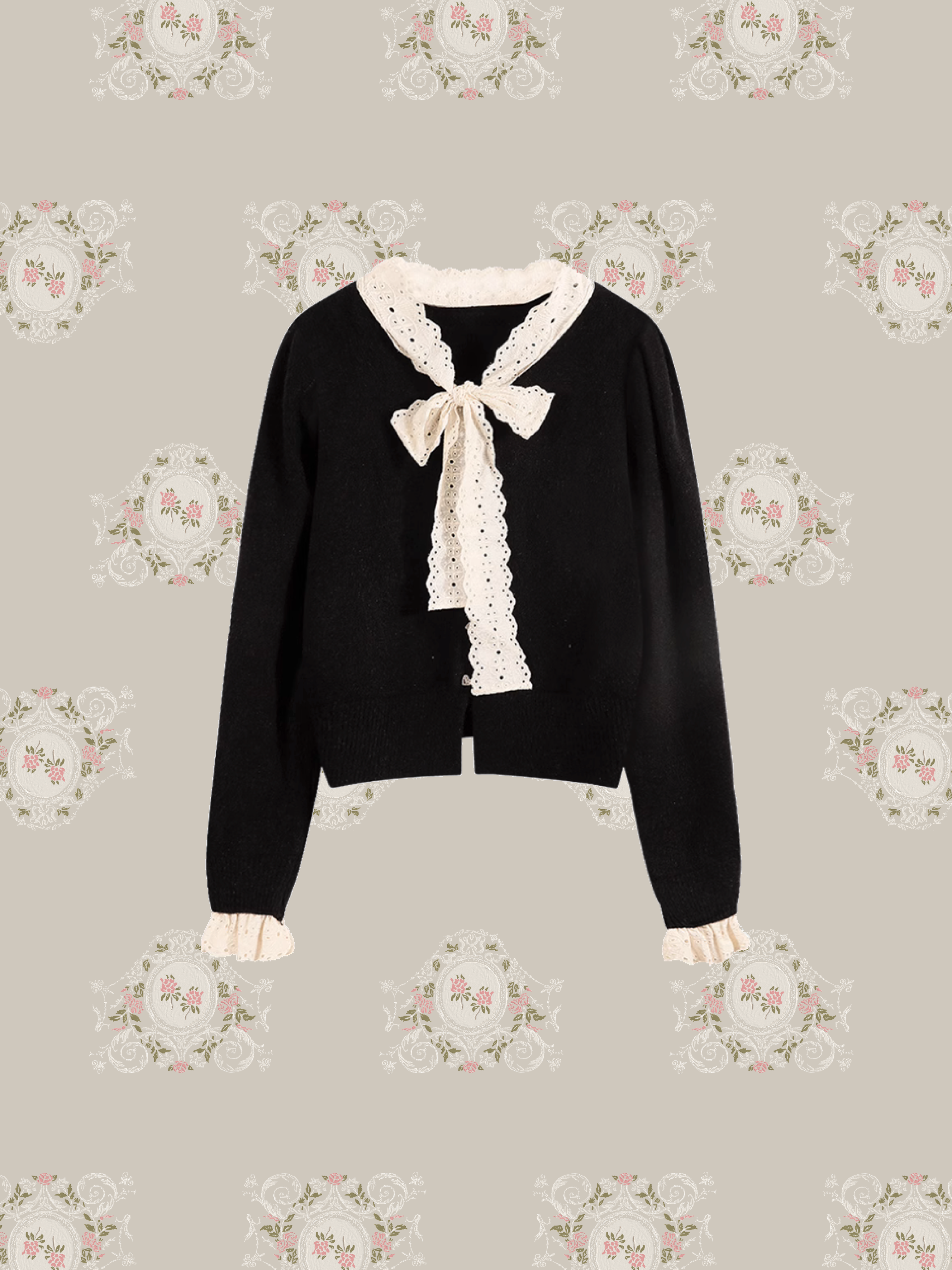 Ribbon Lace Piping Cardigan/リボンレースパイピングカーディガン