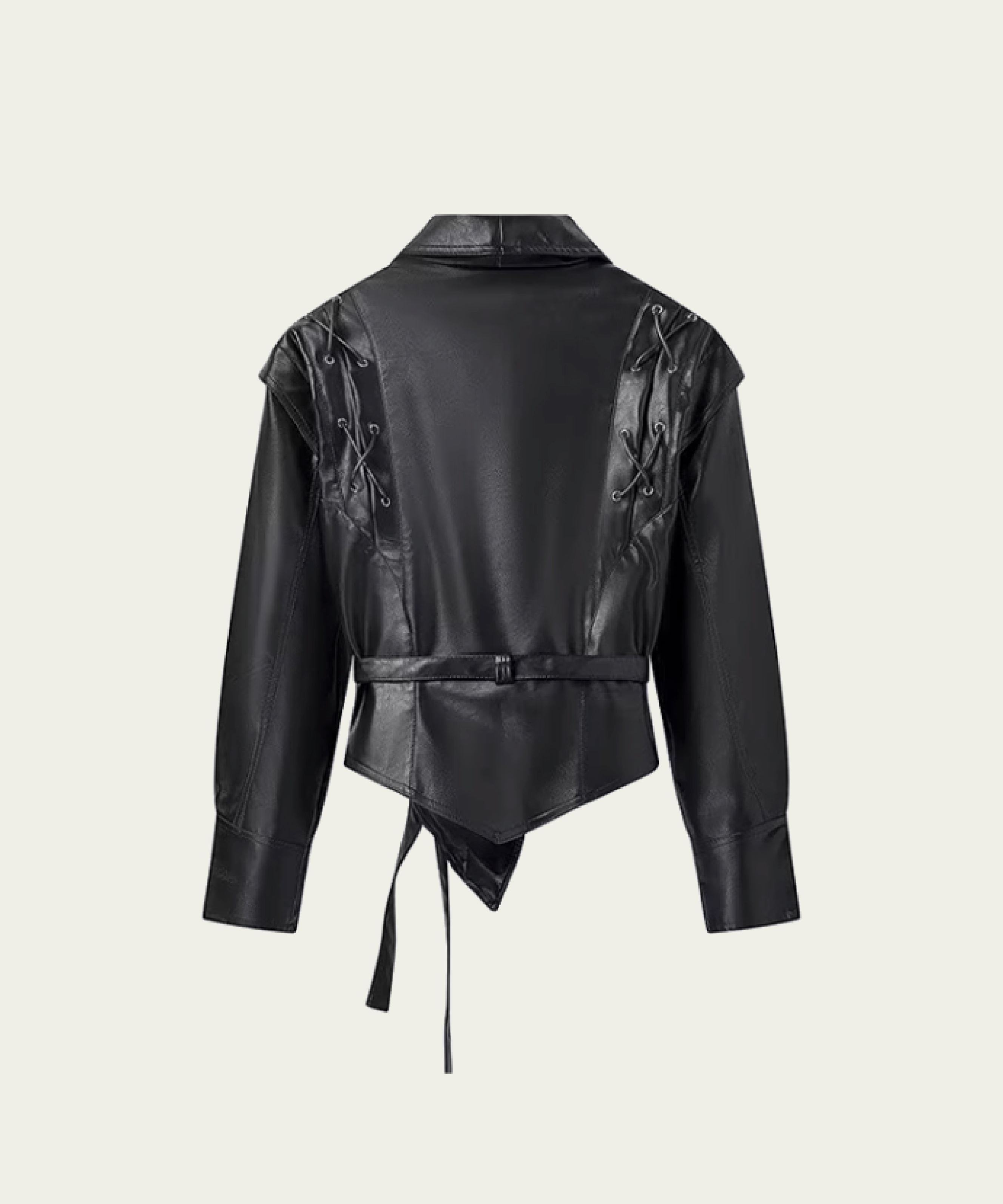 Lace Up PU Leather Jacket