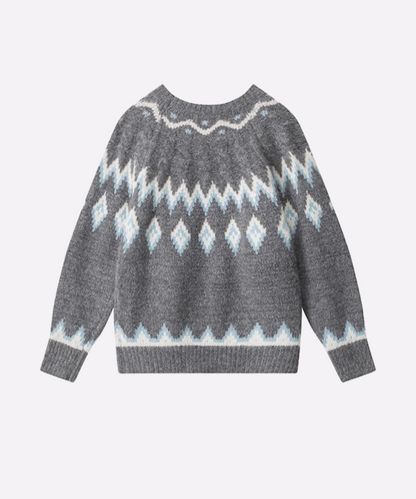 Argyle Jacquard Round Collar Sweater