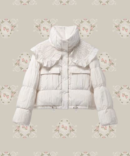 Big Frill Collar Puff Duck Down Coat. Big frill collar puff duck down coat 