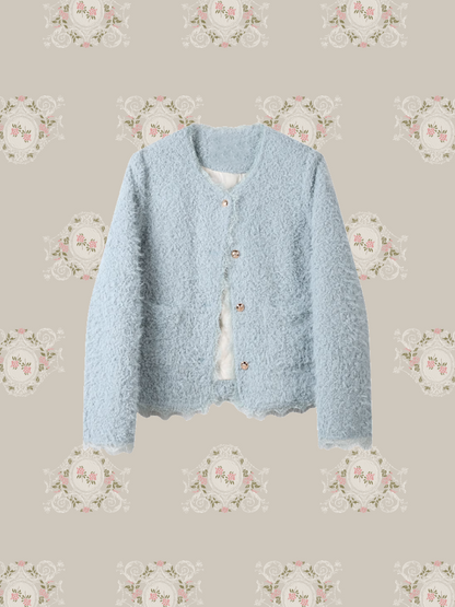 Fluffy Pastel Color Lace Down Coat/ふわふわパステルカラーレースダウンコート