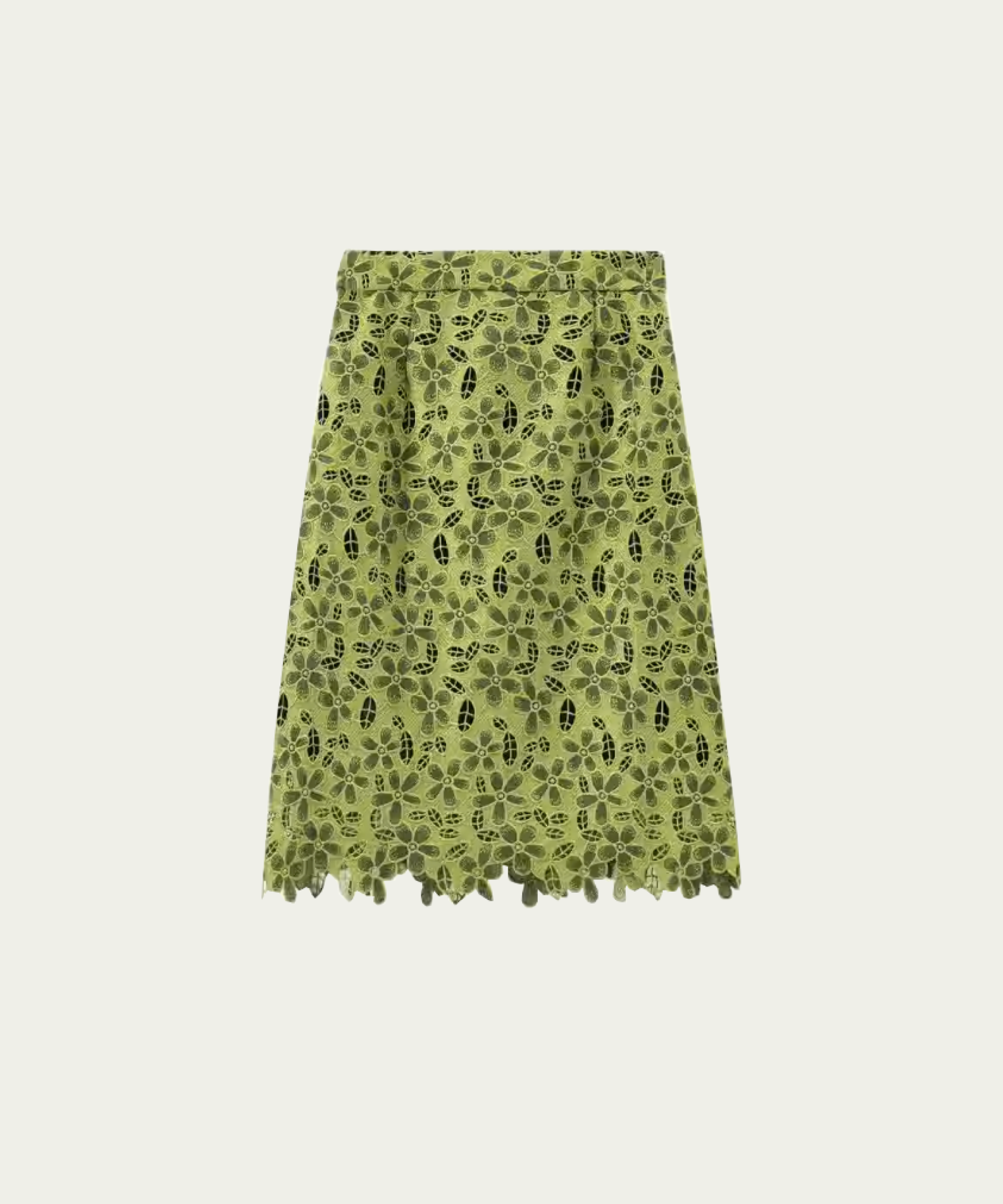 Green Motif Embroidery Skirt