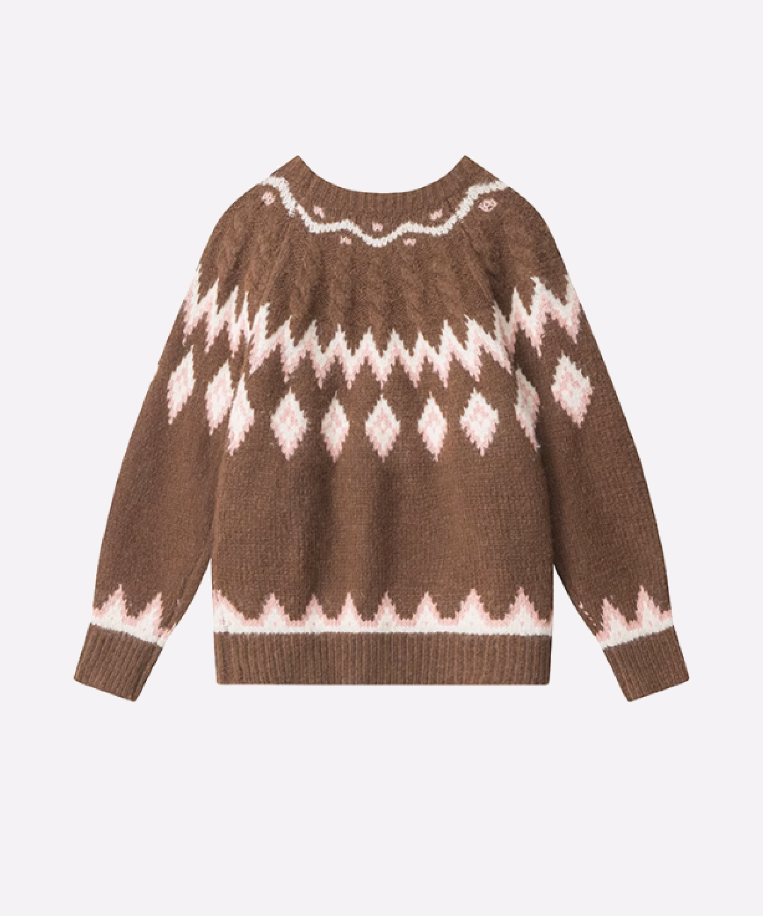 Argyle Jacquard Round Collar Sweater