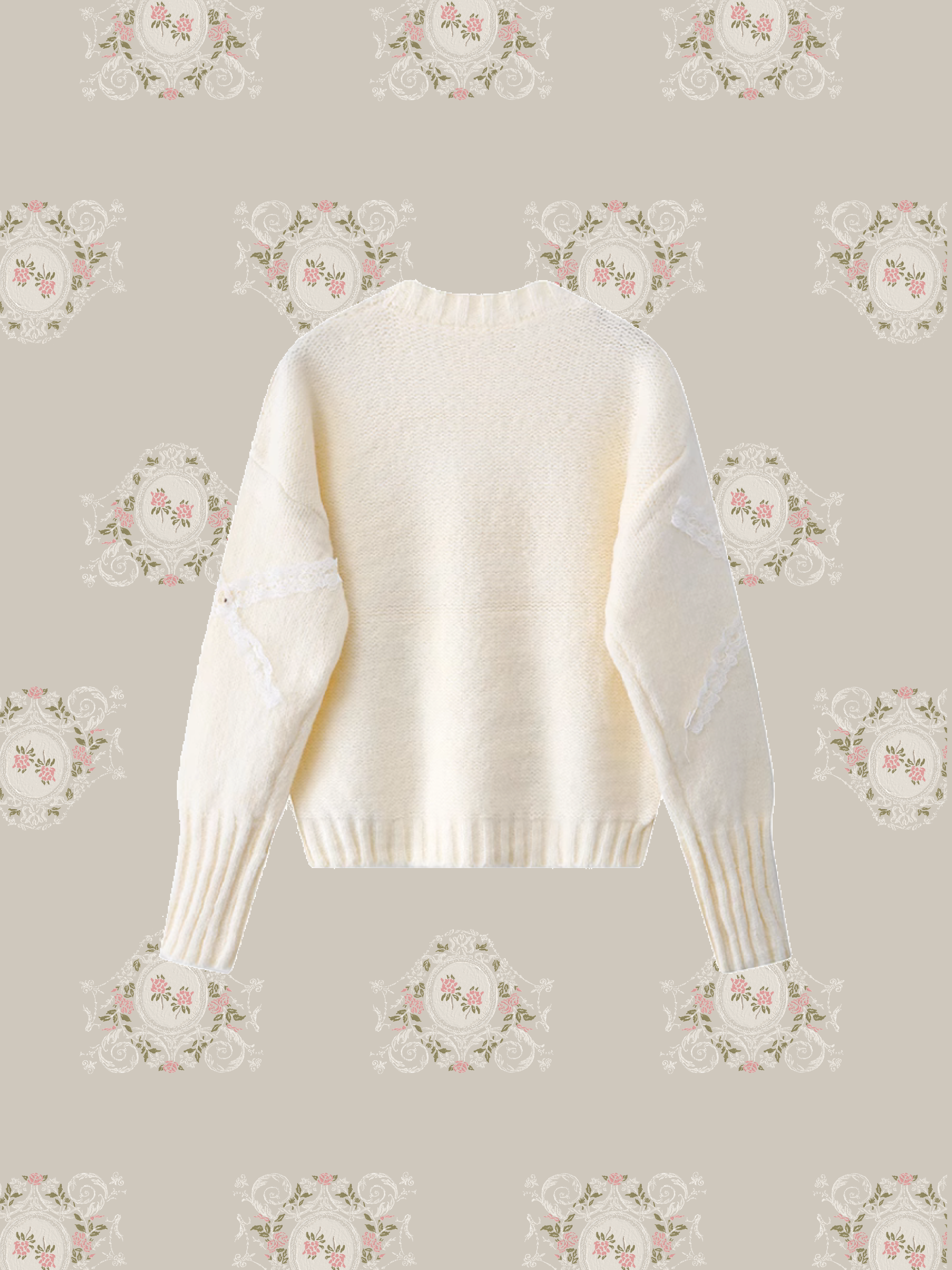 Lace Deco Fluffy Sweater/レースデコふわふわセーター