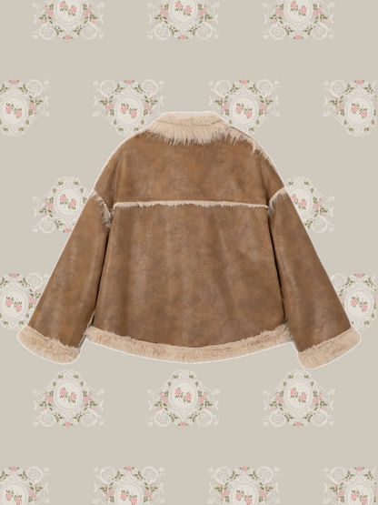 Cozy Fluffy Cute Ribbon Short Coat/ふわふわ可愛いリボンショートコート