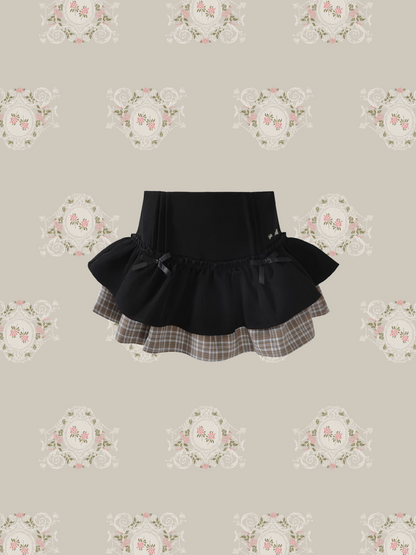 Check Stitching Frill Tiered Skirt/チェックステッチフリルティアードスカート