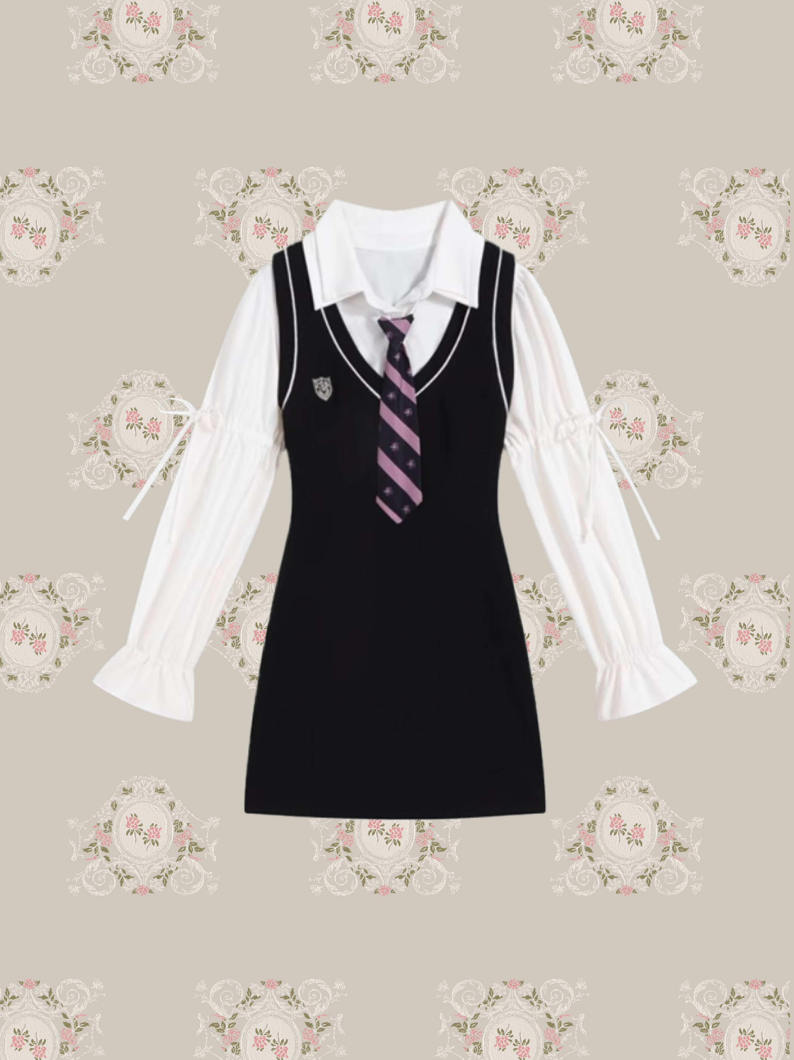 Front Tie Preppy Onepiece Set