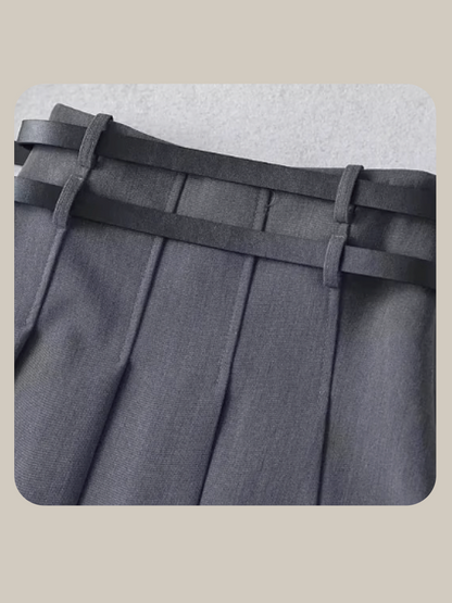 Double Belt Pleats Skirt Double Belt Pleats Skirt 