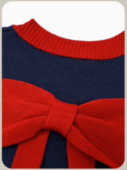 Big Ribbon Navy Knit/ビッグリボンネイビーニット