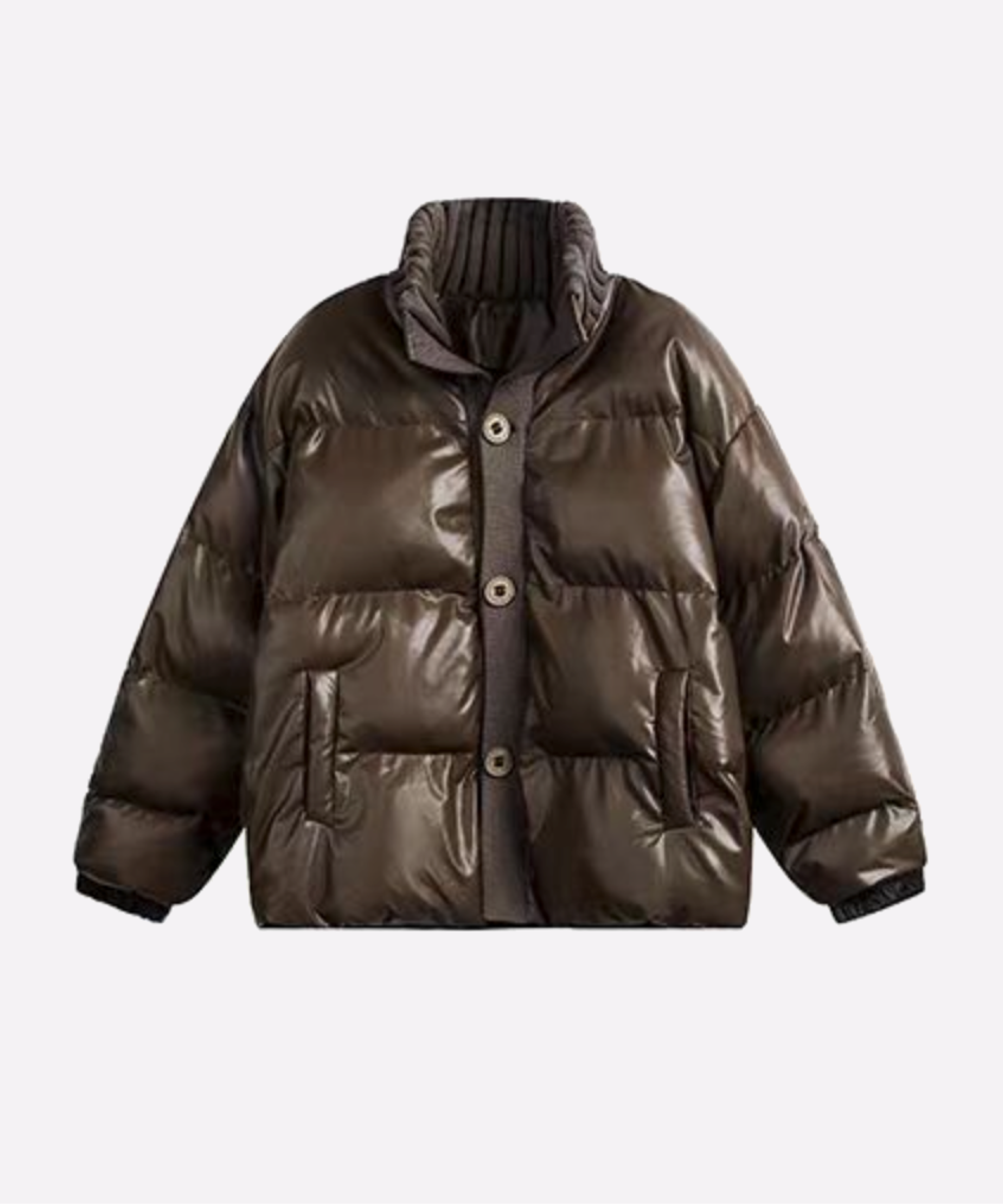 Coffee Puff PU Down Coat