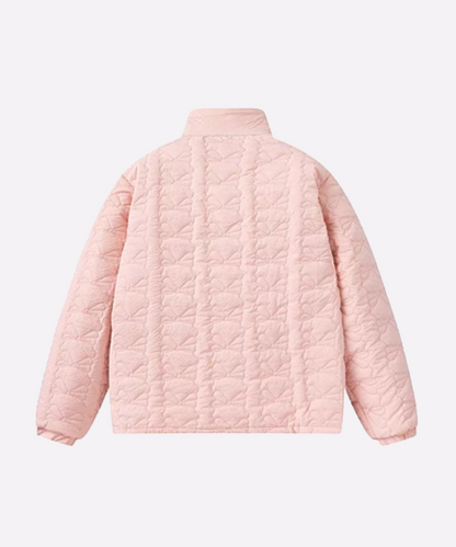 Quilted Bow Impression High-Collar Coat