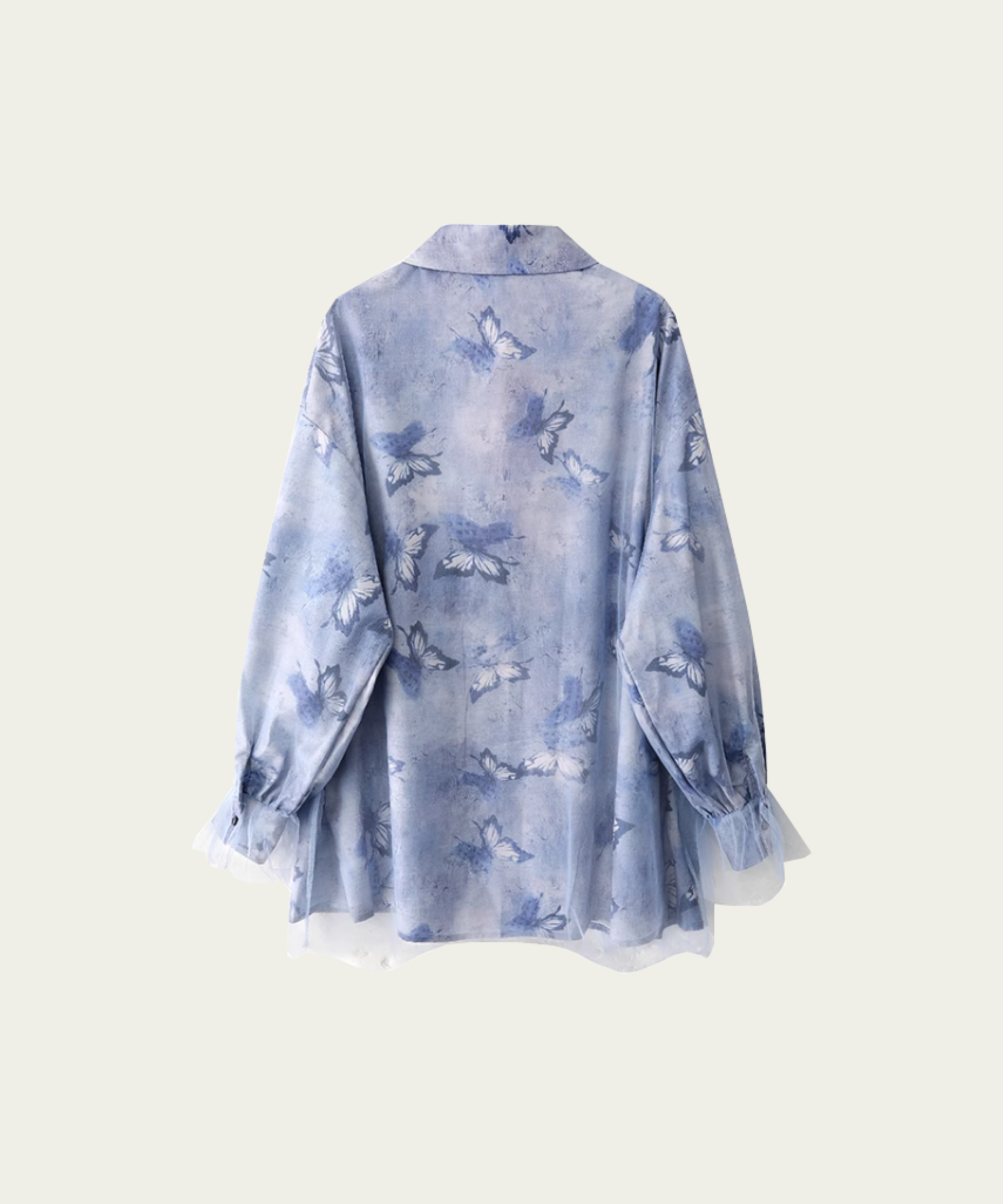 Butterfly Pattern Mesh Shirt