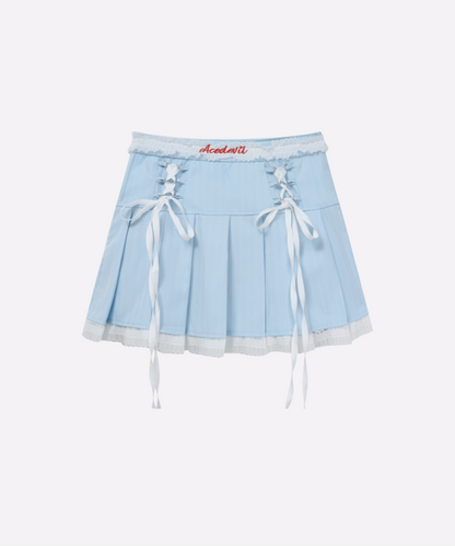 Sweet Lace Up Frill Skirt